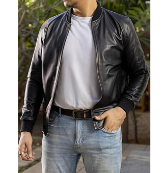 Men Leather Jacket Blk 3