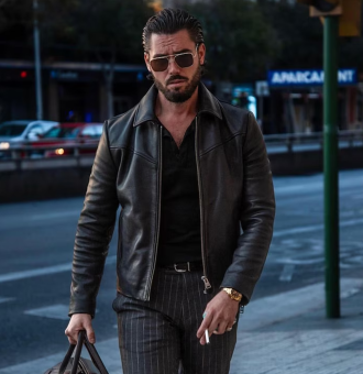 LEATHER BLK JACKET MEN 1